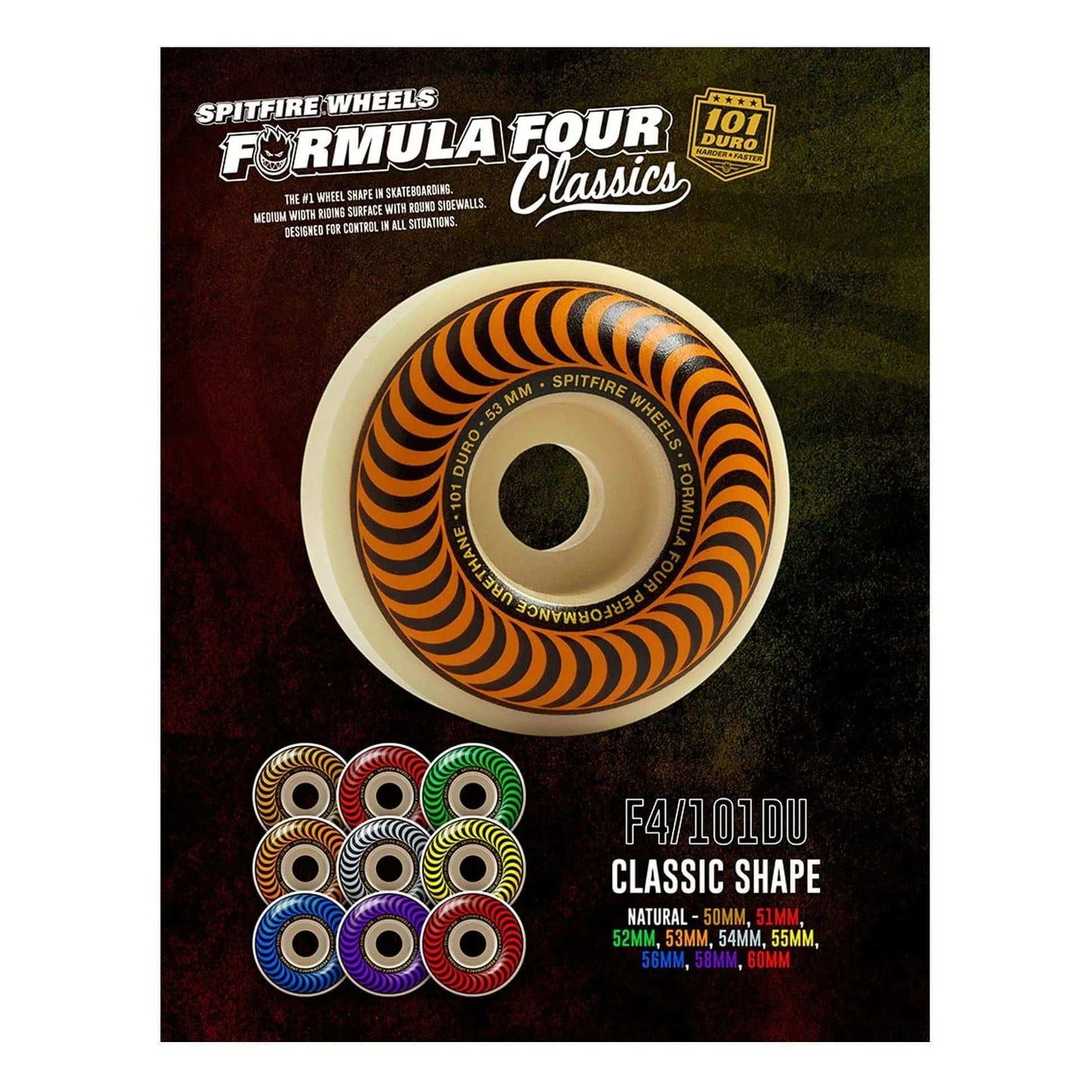 Spitfire Wheels - Formula Four Classic 101A 53mm (Orange/Natural)-Wheel Skateboarding-Second Floor Stuff-Second Floor Stuff