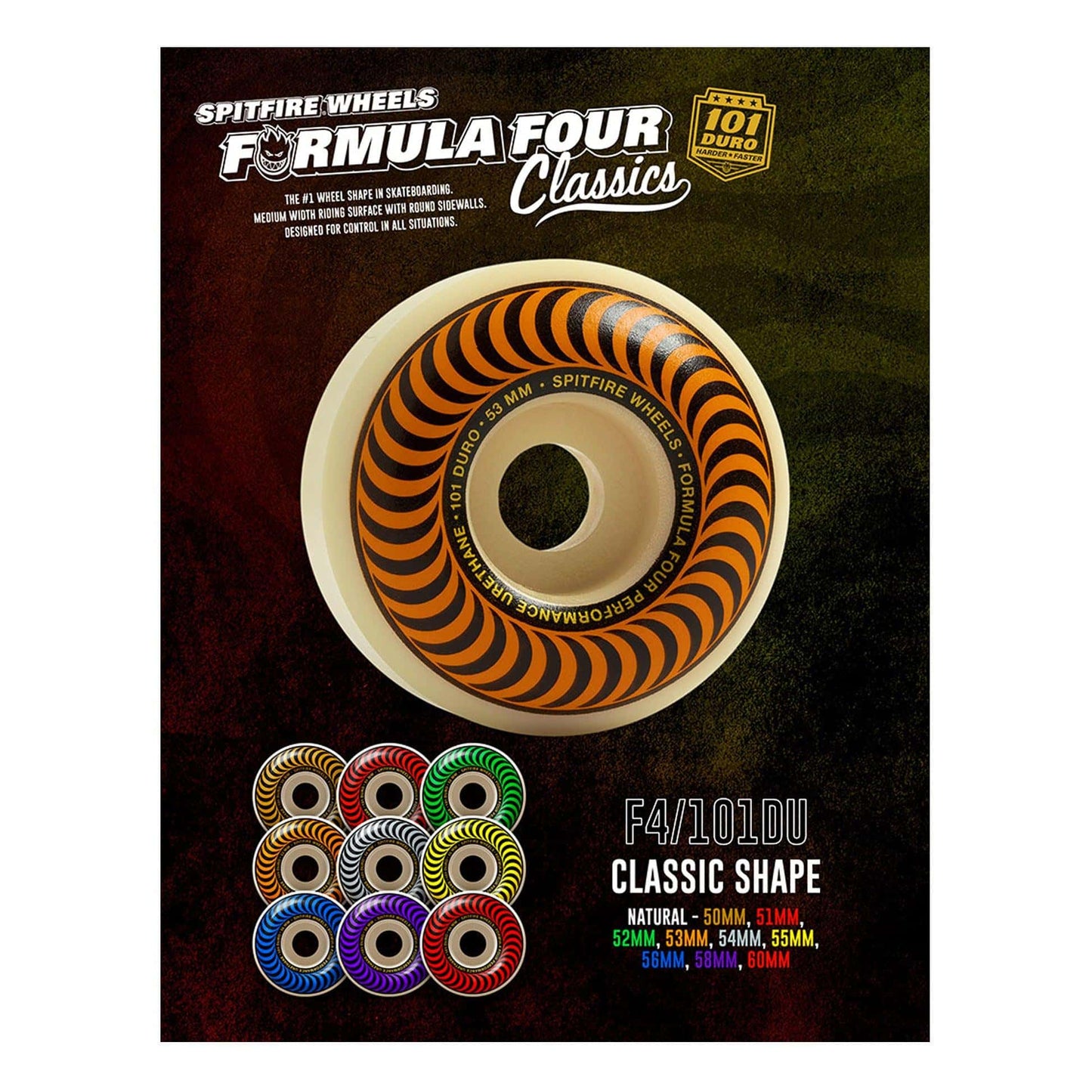 Spitfire Wheels - Formula Four Classic 101A 53mm (Orange/Natural)-Wheel Skateboarding-Second Floor Stuff-Second Floor Stuff