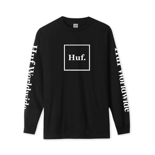 HUF T-Shirt - Essentials Domestic Longsleeve (Black)-T-Shirt-Second Floor Stuff-Second Floor Stuff