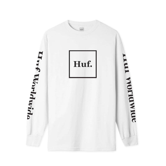 HUF T-Shirt - Essentials Domestic Longsleeve (White)-T-Shirt-Second Floor Stuff-Second Floor Stuff