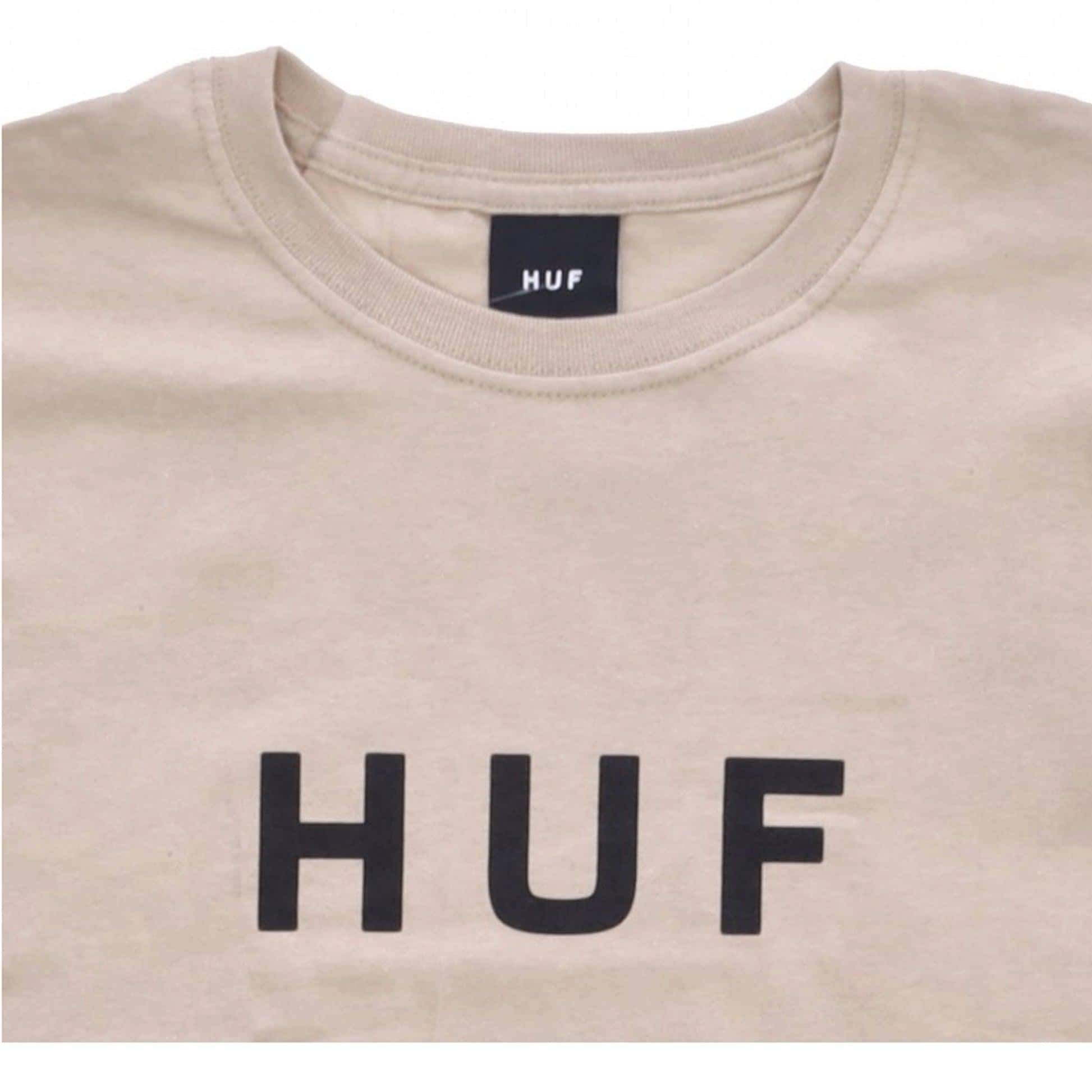 HUF T-Shirt - Essentials OG Logo (Sand)-T-Shirt-Second Floor Stuff-Second Floor Stuff