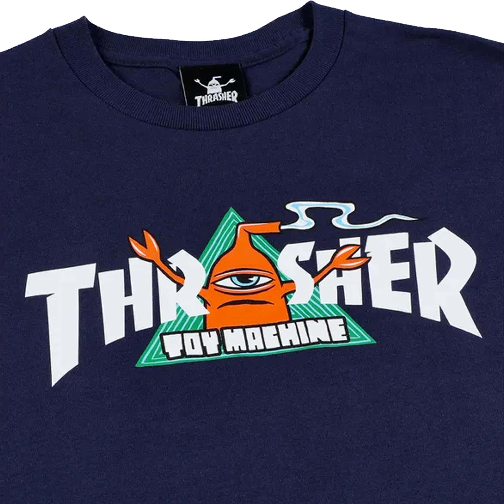 Thrasher x Toy Machine T-Shirt - Vortex (Navy) - Second Floor Stuff
