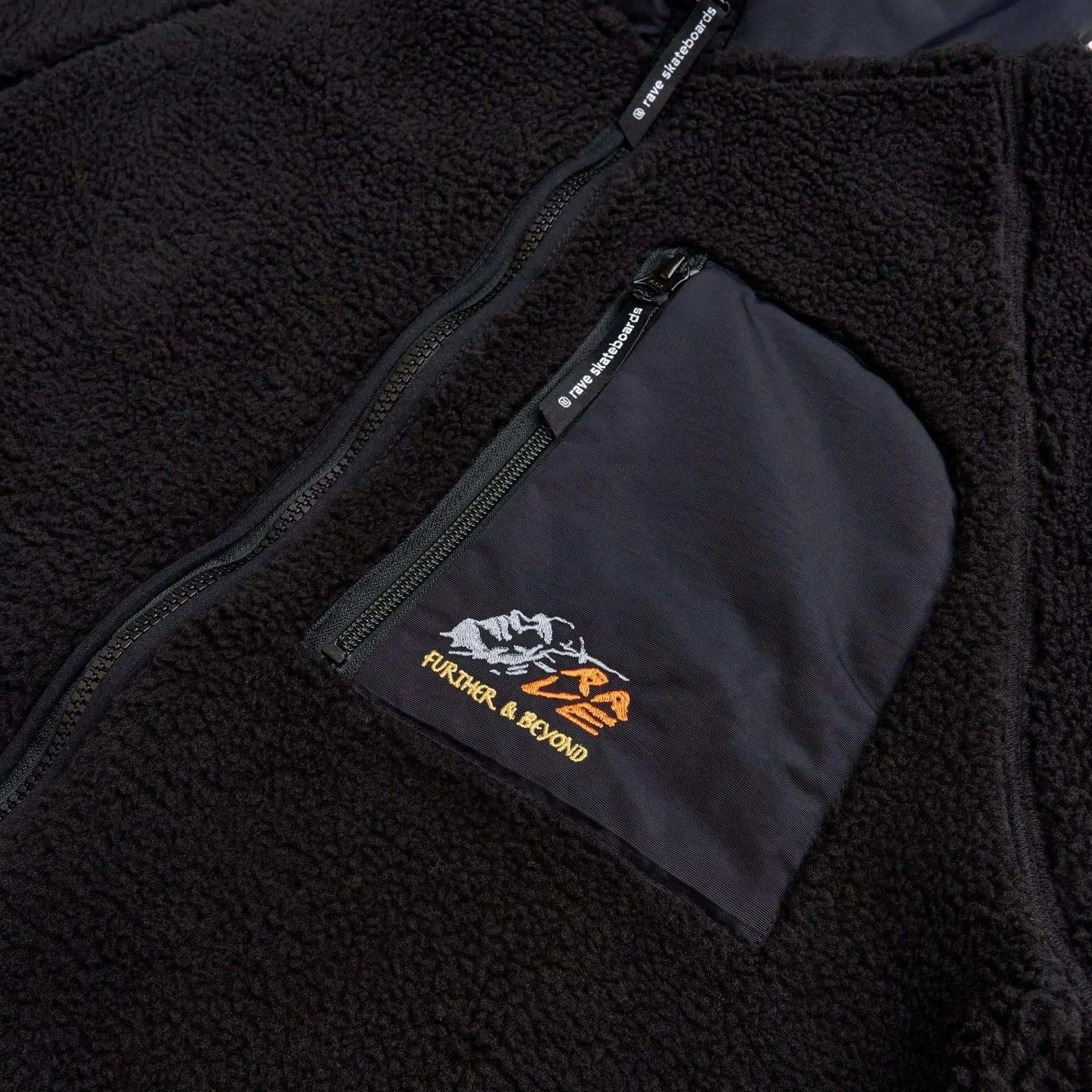 Rave Skateboards Jacket - F&B sherpa fleece (Black)-Jacket-Second Floor Stuff-Second Floor Stuff
