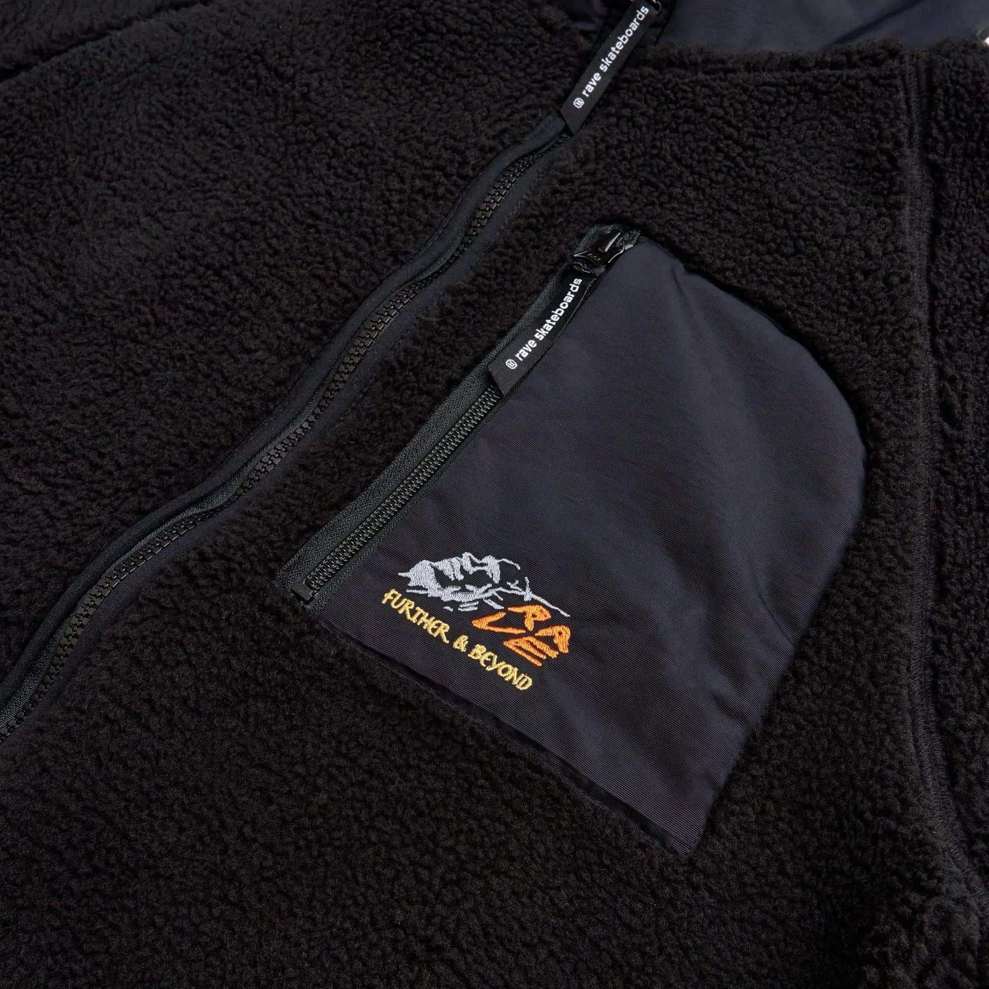 Rave Skateboards Jacket - F&B sherpa fleece (Black)-Jacket-Second Floor Stuff-Second Floor Stuff