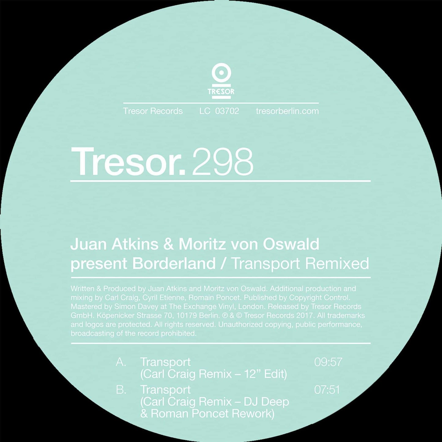 Juan Atkins & Moritz Von Oswald - Transport Remixed [TRESOR298] - Second Floor Stuff