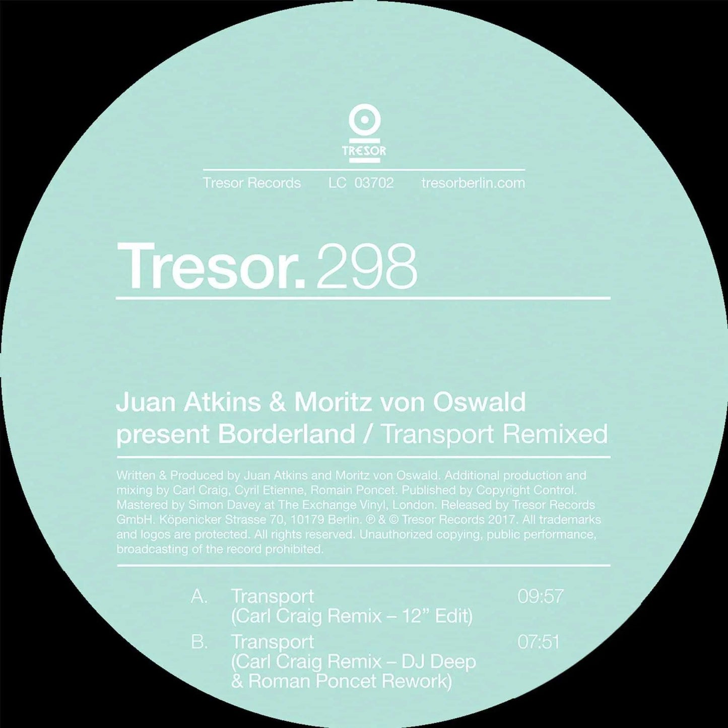 Juan Atkins & Moritz Von Oswald - Transport Remixed [TRESOR298] - Second Floor Stuff