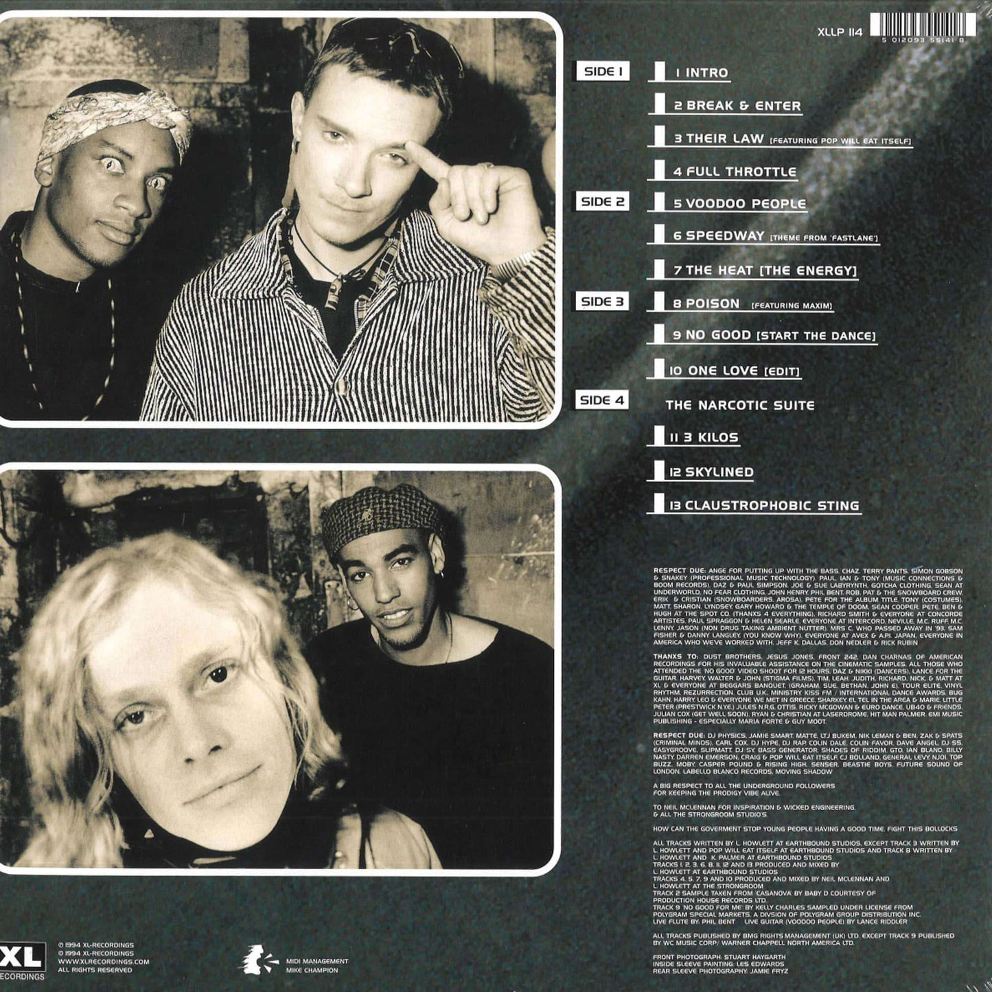 The Prodigy - Music For The Jilted Generation LP 2x12" [XLLP114] - Second Floor Stuff