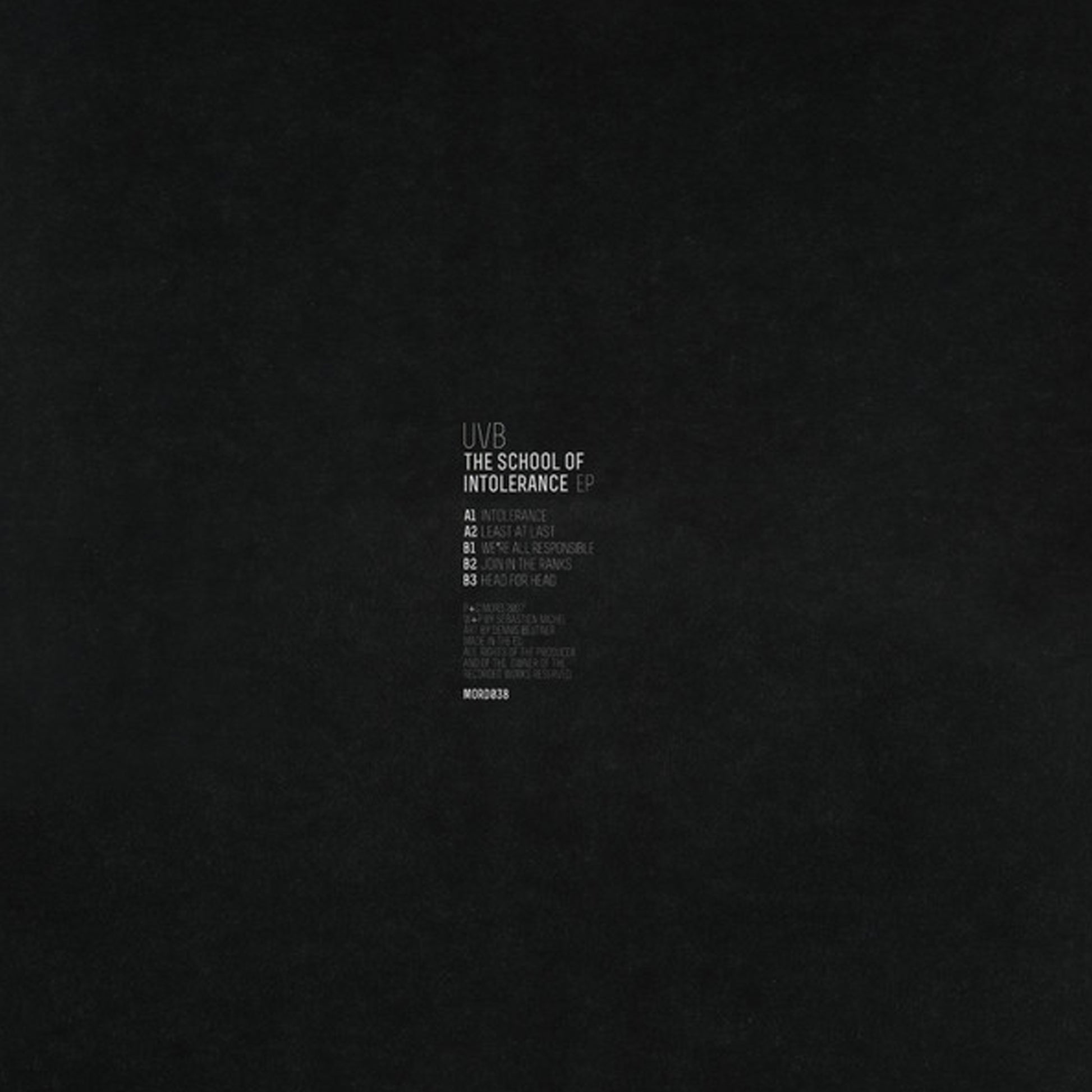 UVB ‎– The School Of Intolerance [MORD038] - Second Floor Stuff